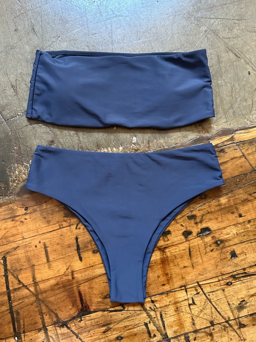 Blue Bandeau Bikini Set